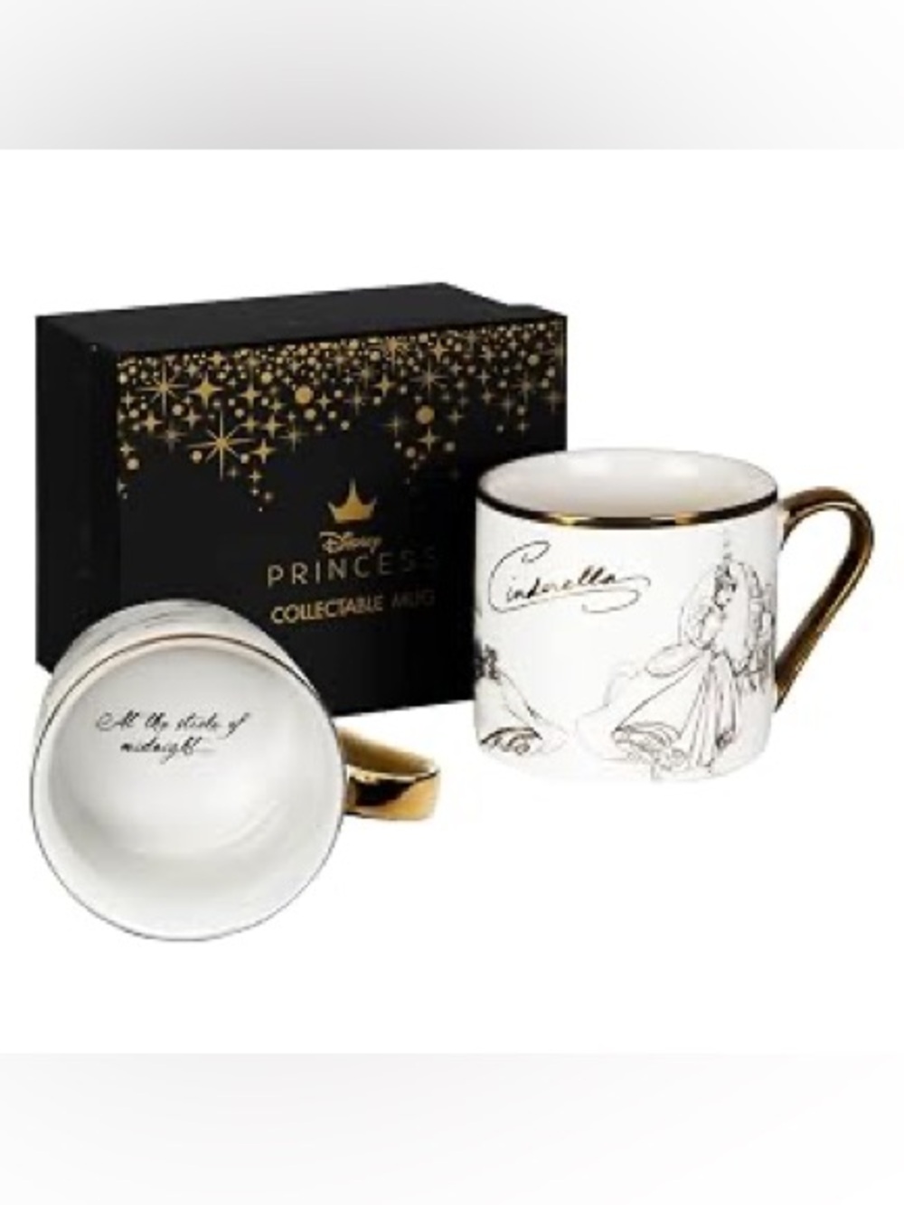 Disney Cinderella White and Gold Sketch Collectible Mug Set